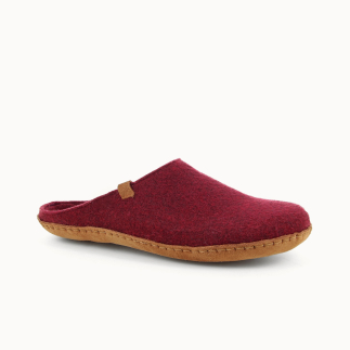 Chausson mule femme KITA en feutre de laine rouge — vue 3/4 | Soir & Matin
