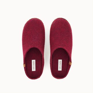Chausson mule femme KITA en feutre de laine rouge — vue de dessus | Soir & Matin