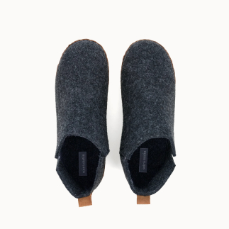 NAGANO men’s slipper in anthracite wool felt — top view | Soir & Matin