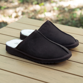 Chausson mule homme JERO cuir truffe, doublure laine — fait à la main en Espagne| Soir & Matin