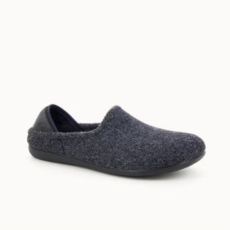 Chausson homme WEBSTER en feutre de laine anthracite — vue 3/4 | Soir & Matin