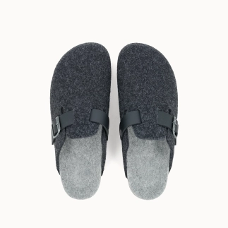 LOFT men’s clog slipper in anthracite wool felt — top view | Soir & Matin