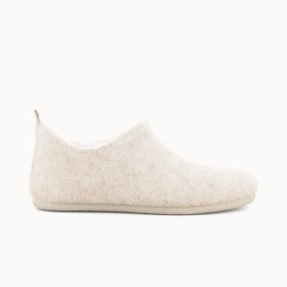 Chausson femme IZUMI en textile beige — vue de profil | Soir & Matin