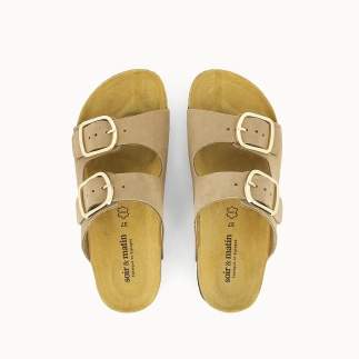Damen-Pantolette JELICA mit zwei Riemen – Leder | Soir & Matin