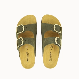 Damen-Pantolette JELICA mit zwei Riemen – Leder | Soir & Matin