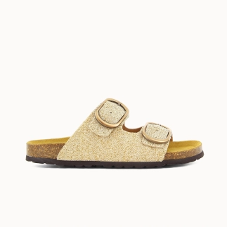 Damen-Pantolette TAMIRA mit zwei Riemen – Textil | Soir & Matin
