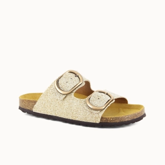 Damen-Pantolette TAMIRA mit zwei Riemen – Textil | Soir & Matin